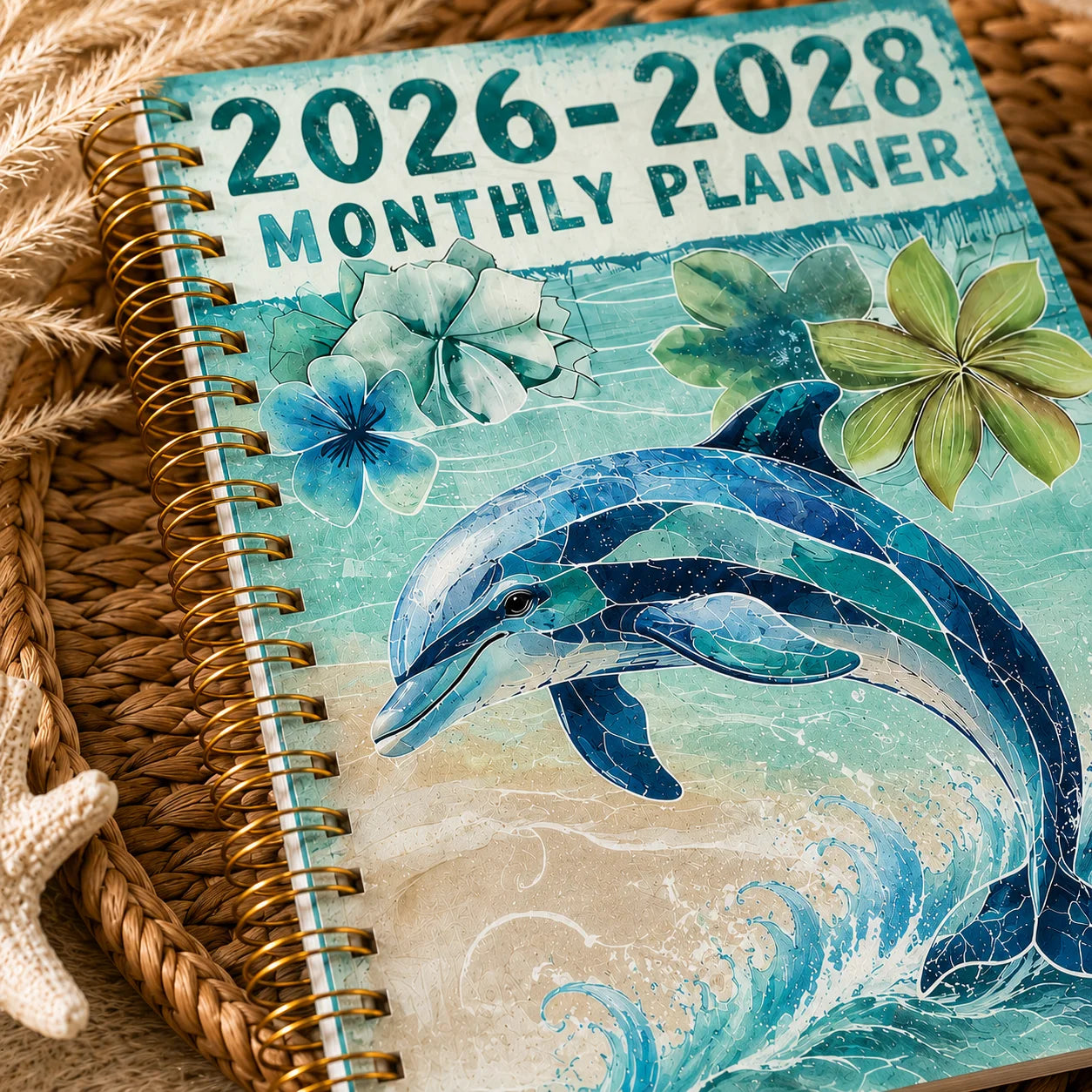 2026-2028 3 Year Spiral Planner Monthly Daily Agenda Cute Dolphin