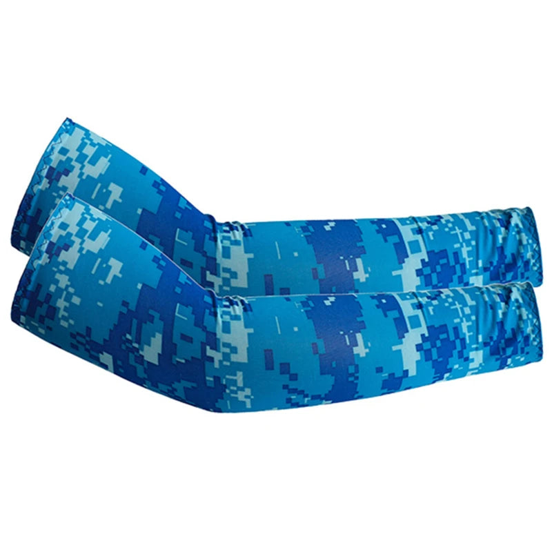Unisex Cooling Arm Sleeves Elbow Cover Cycling Run Fishing UV Sun Protection Outdo Cool Arm Sleeves Peaceful Pleasures Health and Wellness Camouflage blue