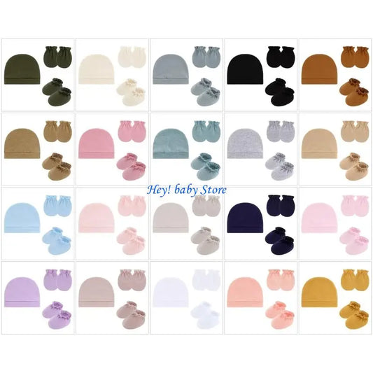 Baby Bonnet Hat Mittens & Booties 3-Piece Set | 0–6 Months Baby Accessory Set Peaceful Pleasures Health and Wellness