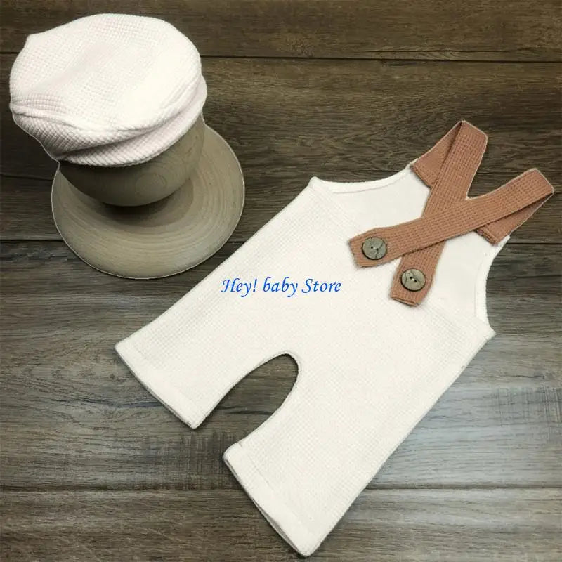Newborn Duck-Billed Beanie & Suspender Pants Photo Set | 0–6M