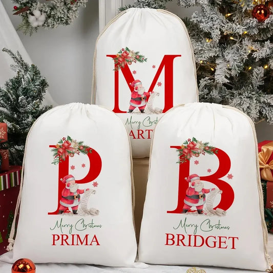 Personalized Christmas Santa Sack Drawstring Gift Bag for Kids Christmas Gift Bag Peaceful Pleasures Health and Wellness