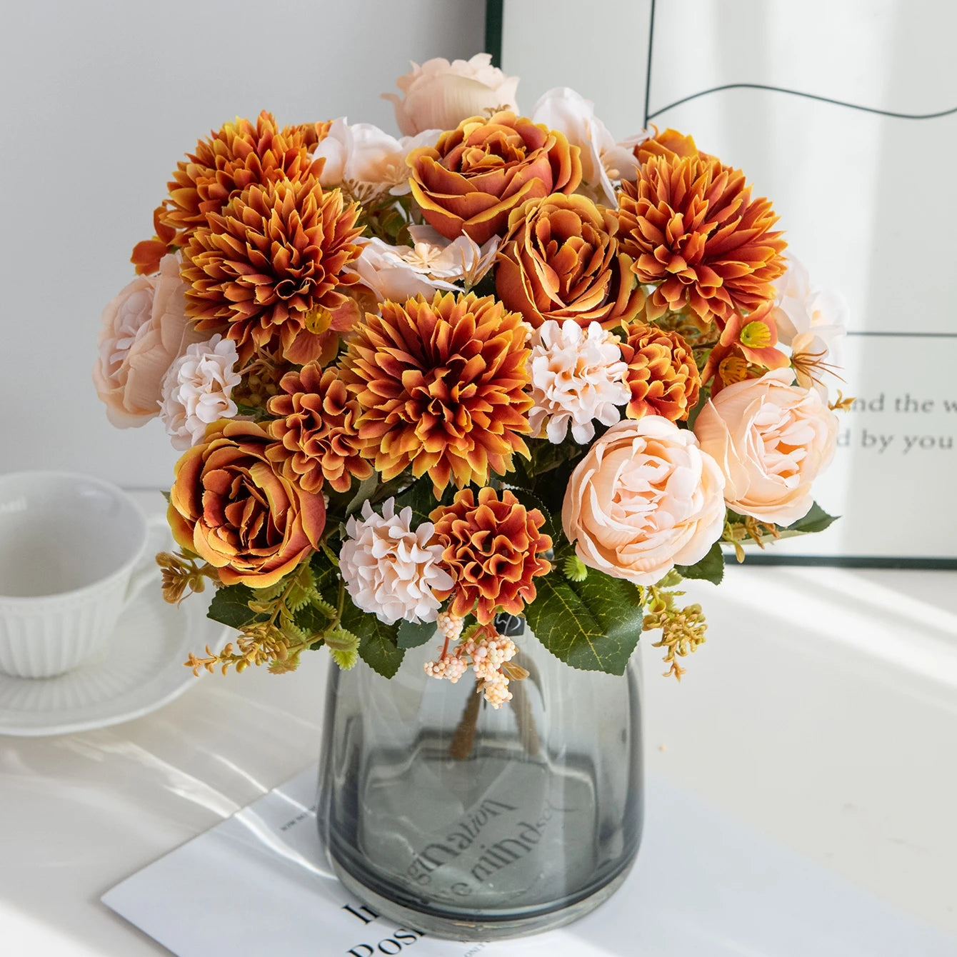 Silk Peony & Chrysanthemum Artificial Flowers – Wedding Décor