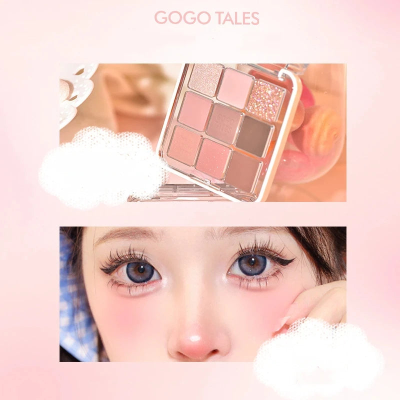 Gogotales 9-Color Glitter Eye Shadow Palette – Matte & Shimmer