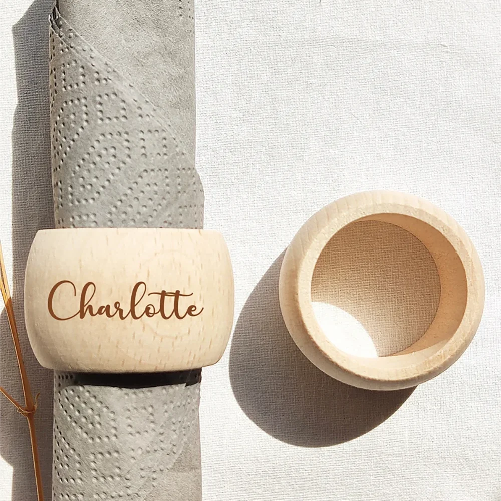 Personalized 10Pcs Wooden Napkin Ring Wedding Guests Gift Christmas Bachelor Party Rustic Housewarming Table Decor Bridal Shower Peaceful Pleasures Health and Wellness