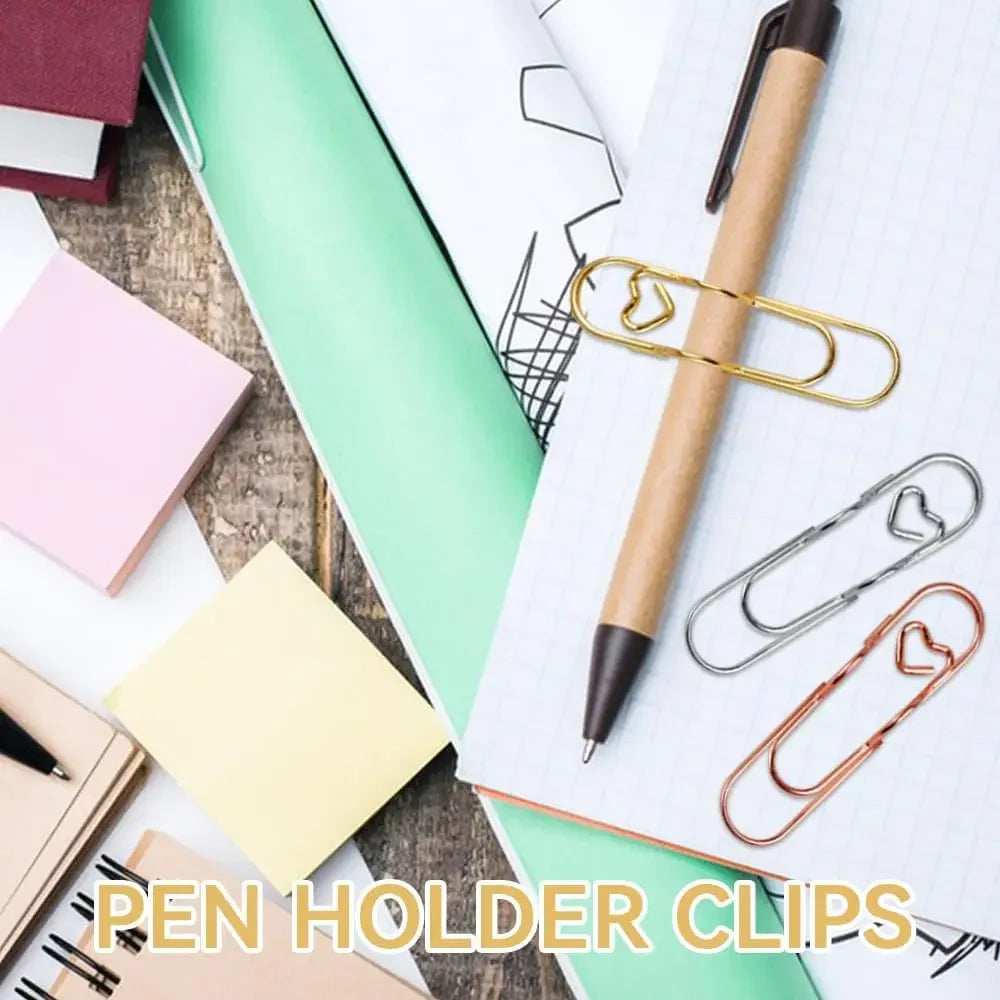 Heart Shaped Metal Pen Clips & Bookmark Holders for Notebooks