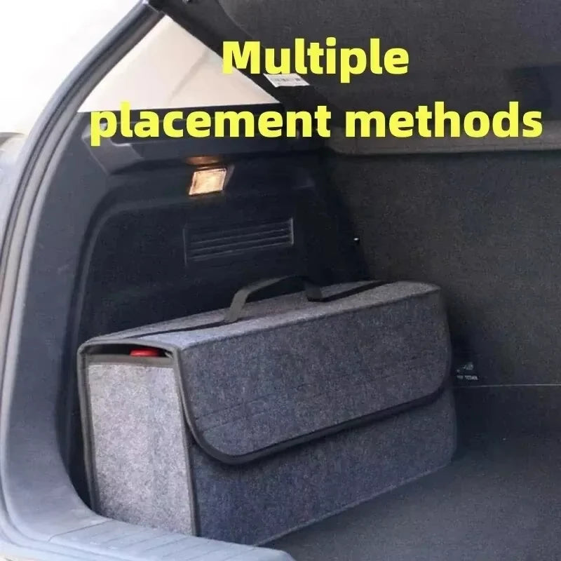 Foldable Car Trunk Organizer – Felt Storage Box with Compartments