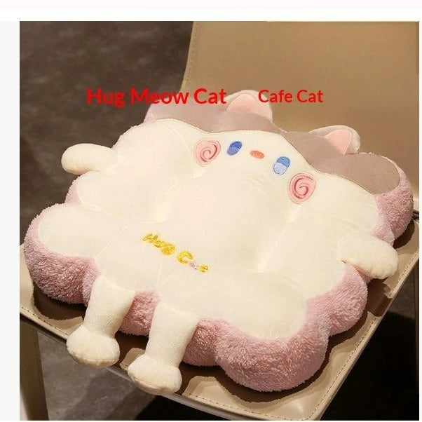 Toast Shaped Seat Cushion Memory Foam Office Chair Pad Orthopedic Comfort Floor Pillow for Home Classroom Tatami Window Seat Peaceful Pleasures Health and Wellness Hugging Cat Coffee