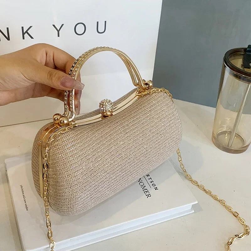 Gold Chain Clutch Shoulder Bag – Women's Evening Handbag
