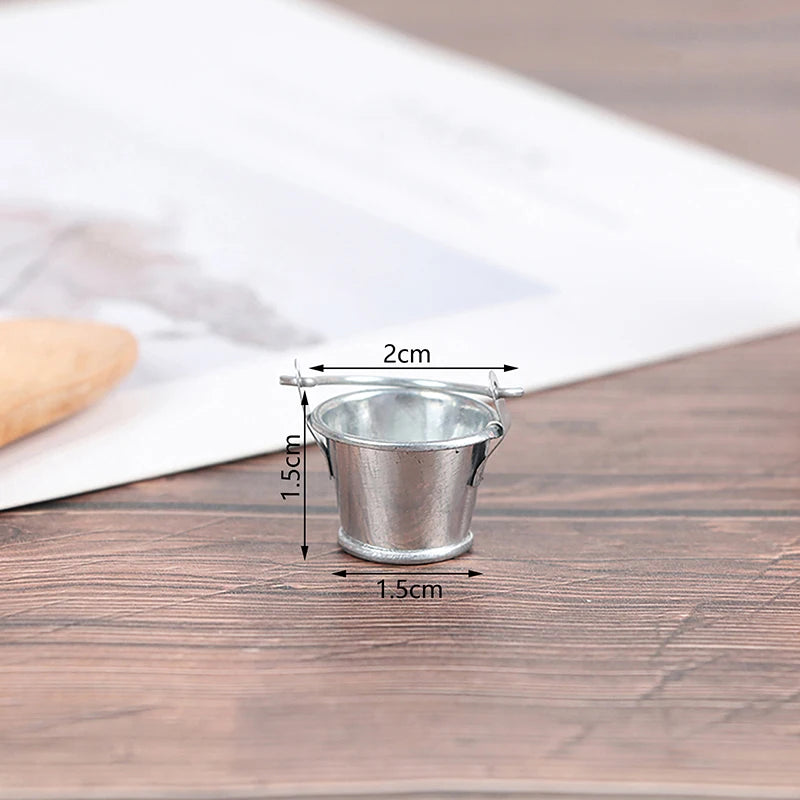 Dollhouse Miniature Metal Bucket | Mini Kitchen Decor Ornament