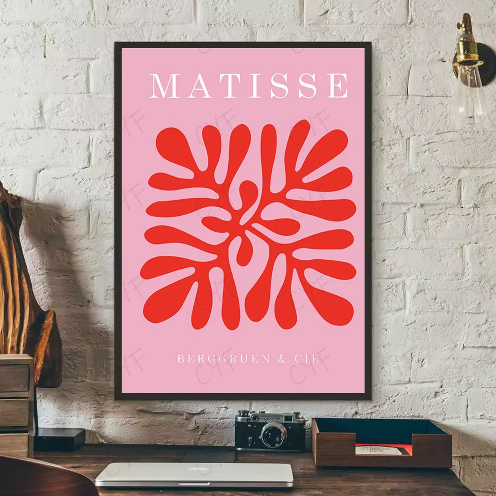 Abstract Pink Matisse Floral Art Poster | Waterproof Wall Décor Art Wall Poster Peaceful Pleasures Health and Wellness z7 50X70cmNoframe