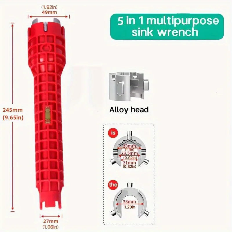 [Universal Fit Bathroom Faucet Wrench] 1pc High-Grade 5-in-1 Multifunctional Sink Wrench - Durable Plastic, Universal Fit for Peaceful Pleasures Health and Wellness