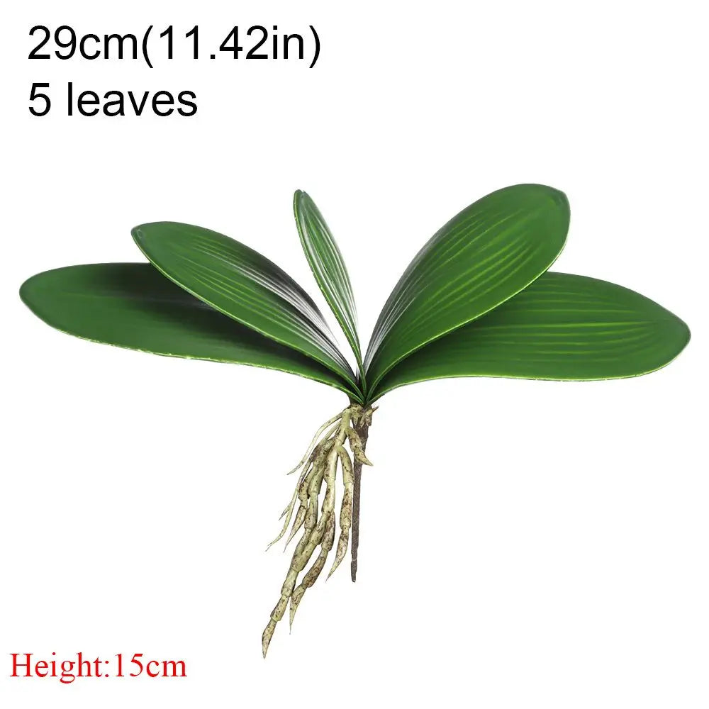 Artificial Phalaenopsis Orchid Leaf Bouquet | Faux Silk Home Decor