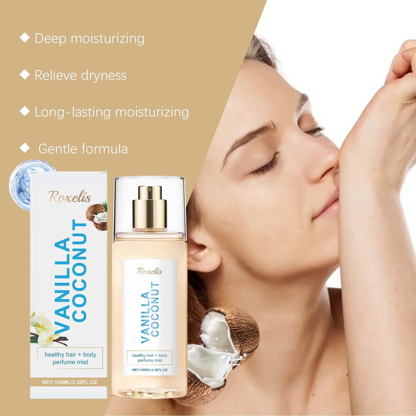 Vanilla Coconut Body Perfume Spray – Long-Lasting 100ml Mist