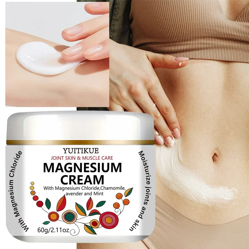Yuitikue Magnesium Cream, 60g Joint Skin & Muscle Care Cream with Magnesium Chloride, Chamomile, Lavender & Mint Peaceful Pleasures Health and Wellness