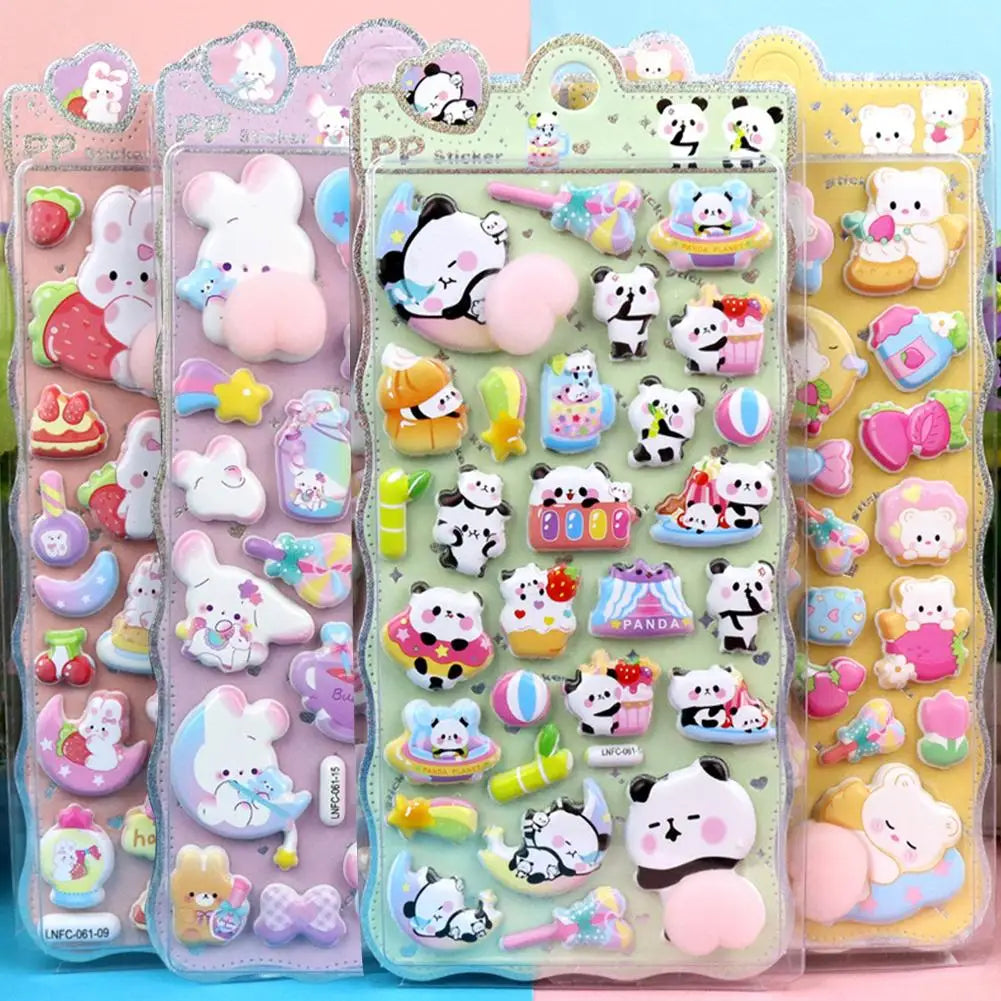 3D Puffy Squishy Cartoon Stickers – Rabbit, Capybara & Bear Stress Relief Decals Peaceful Pleasures Health and Wellness