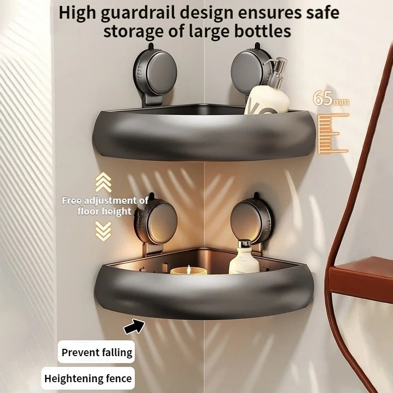 No-Drill Suction Cup Shower Shelf | Aluminum Bathroom Rack