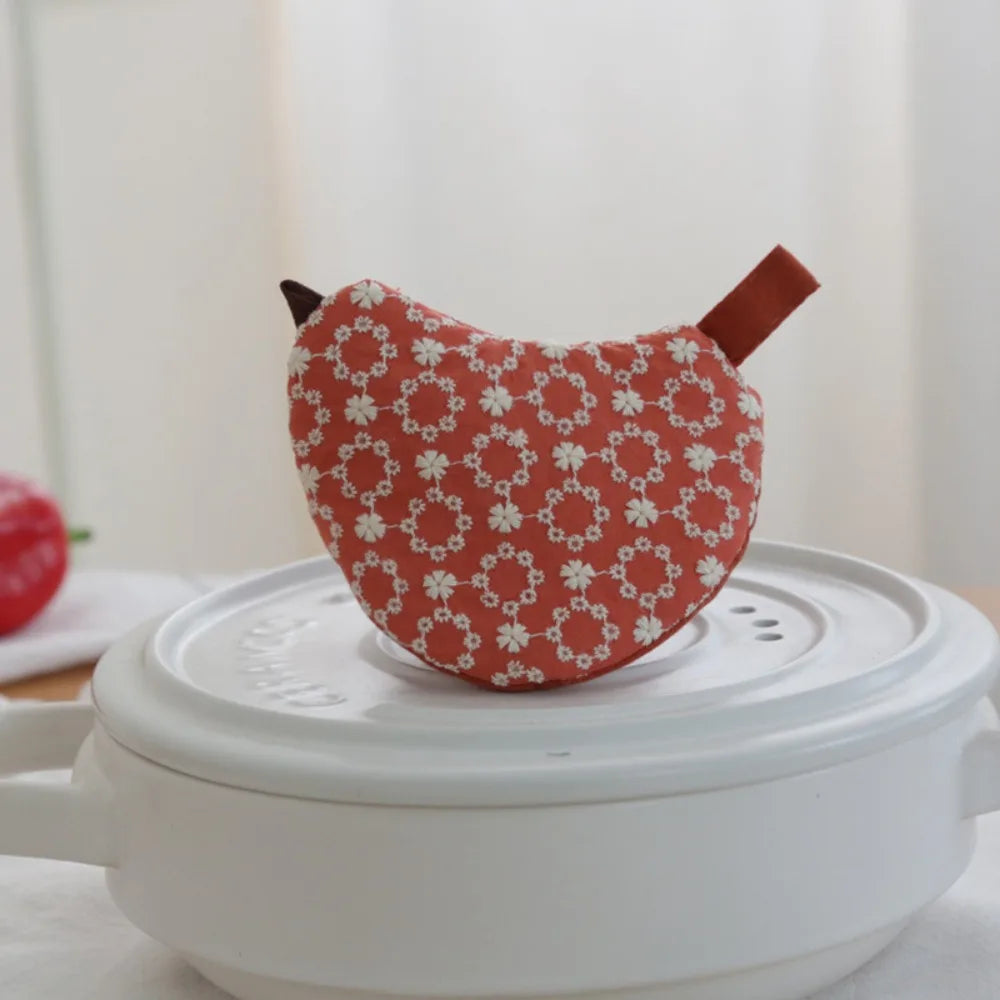 Embroidered Bird Pot Lid Handle Cover – Heat-Resistant Non-Slip