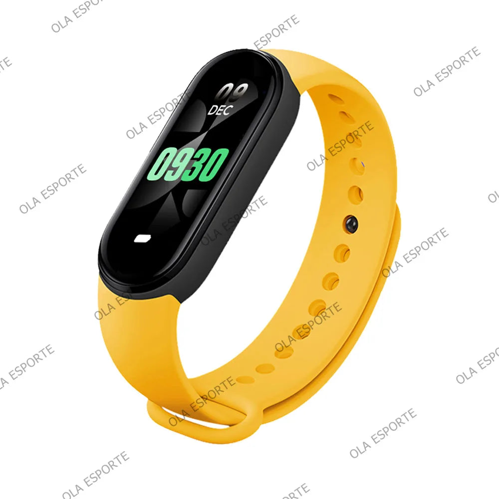M8 Smart Band Watch Men Women Silicone Heart Rate Smart Band Varied Dial Fitness Tracker Blood Pressure Sport Bracelet M7 HW12 Peaceful Pleasures Health and Wellness Yellow