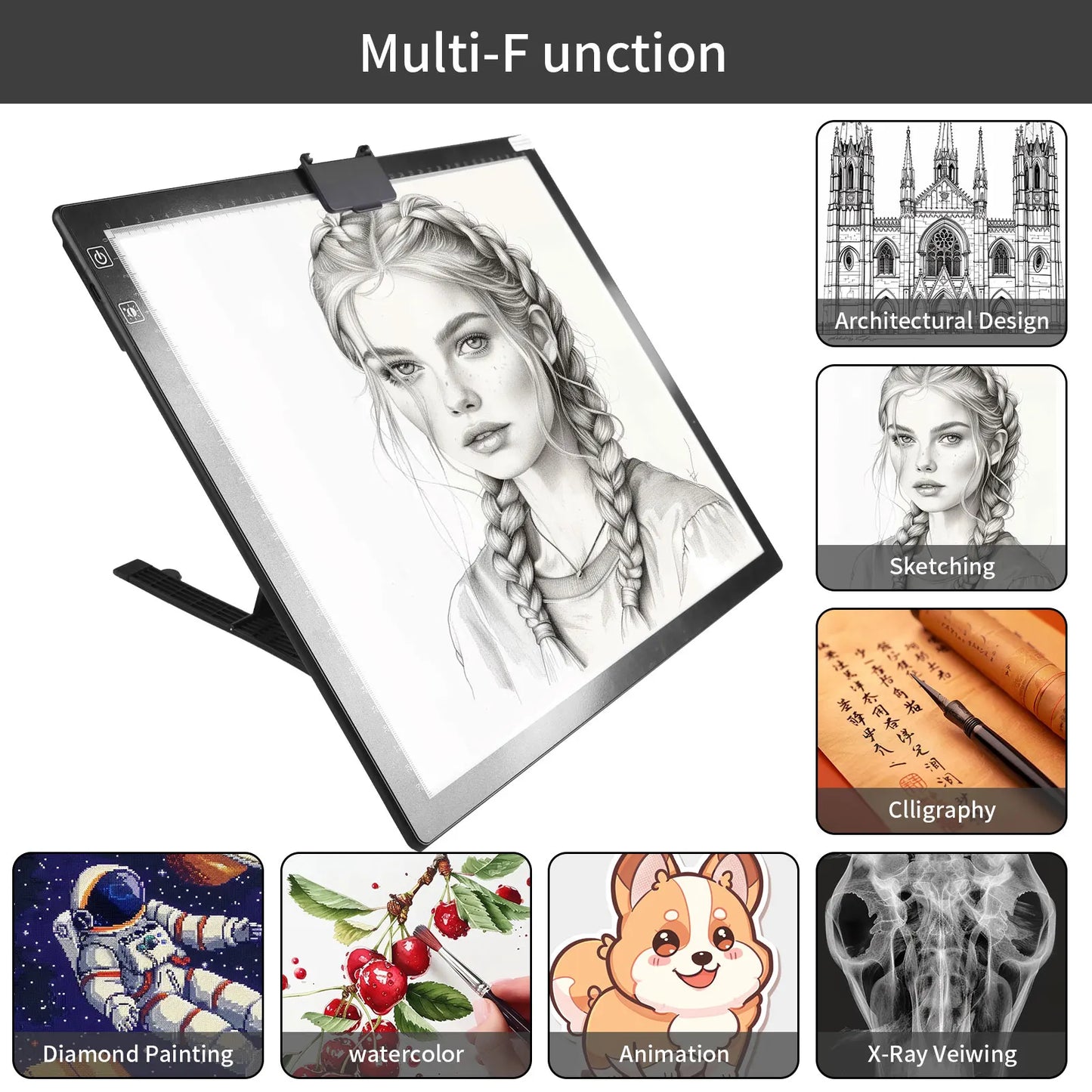 A3 Three Level Dimmable LED Light Pad Drawing Board with Adjustable Stand Eye Protection Easier for Diamond Painting Sketching Peaceful Pleasures Health and Wellness