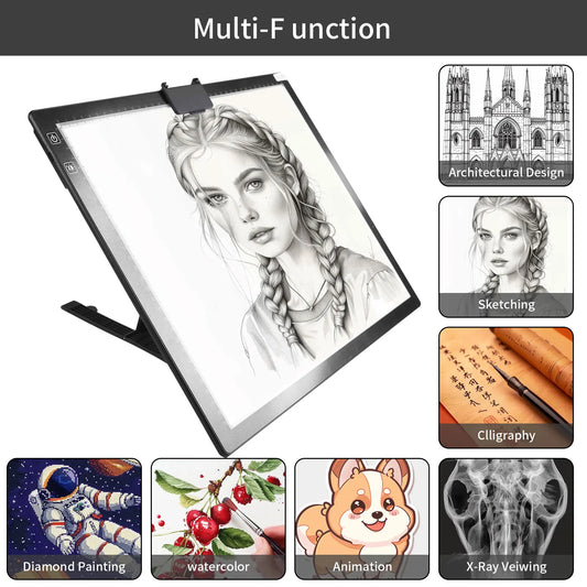 A3 Three Level Dimmable LED Light Pad Drawing Board with Adjustable Stand Eye Protection Easier for Diamond Painting Sketching Peaceful Pleasures Health and Wellness
