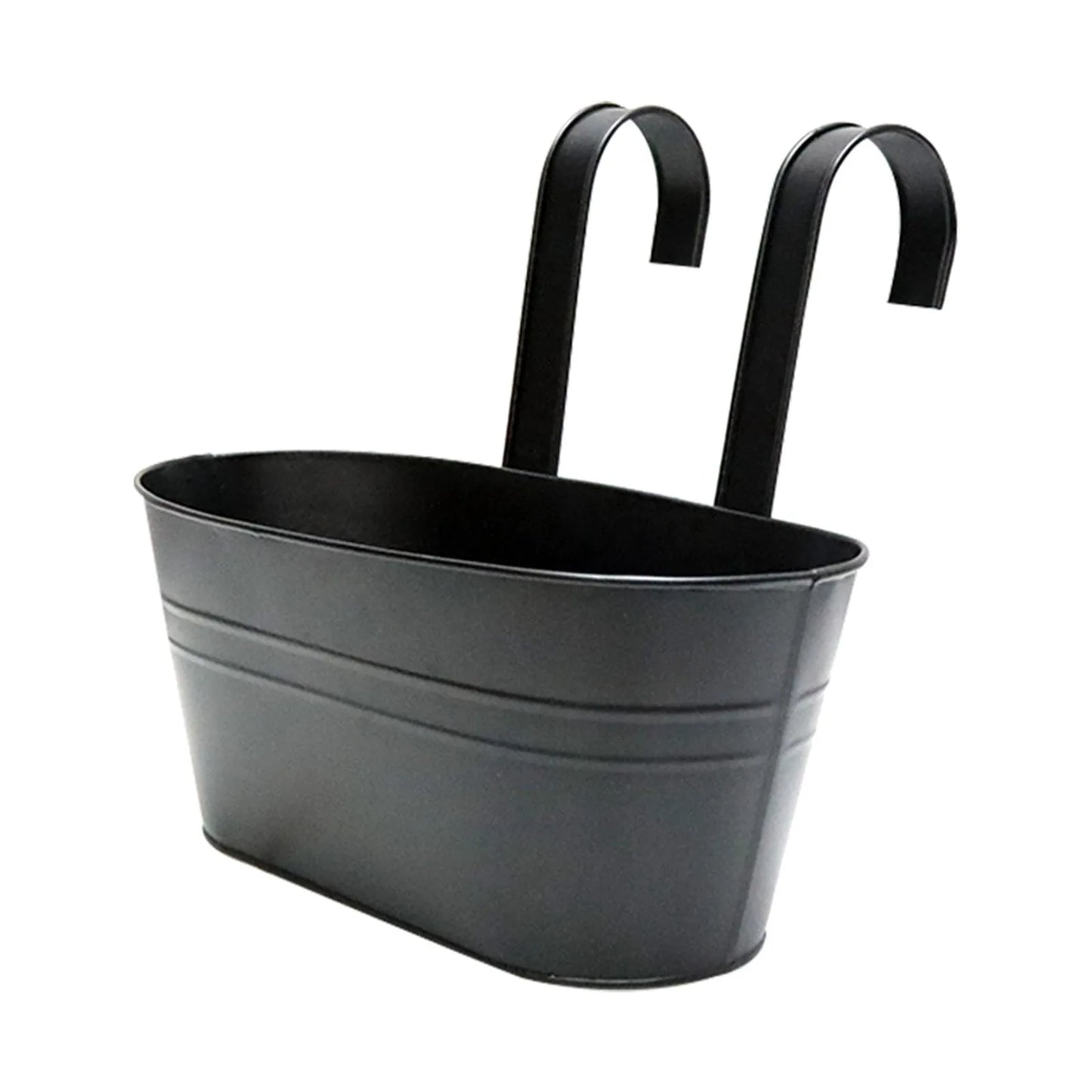 Metal Iron Hanging Flower Pots Balcony Planter with Detachable Hook, Durable Herb Pots Perfect for Fence Home Decor Peaceful Pleasures Health and Wellness B One Size