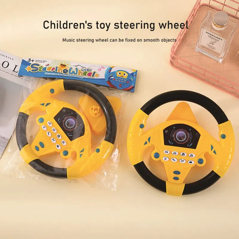 Simulate Driving Car Copilot Steering Wheel Eletric Baby Toys with Sound Kids Musical Educational Stroller Driving Vocal Toys Peaceful Pleasures Health and Wellness
