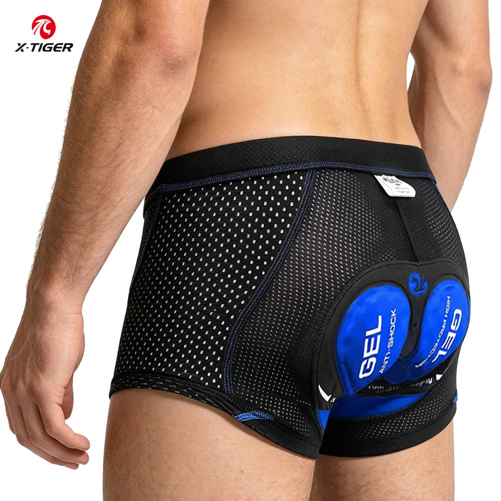 X-TIGER Men's 5D Gel Padded Cycling Boxer Shorts – MTB & Road