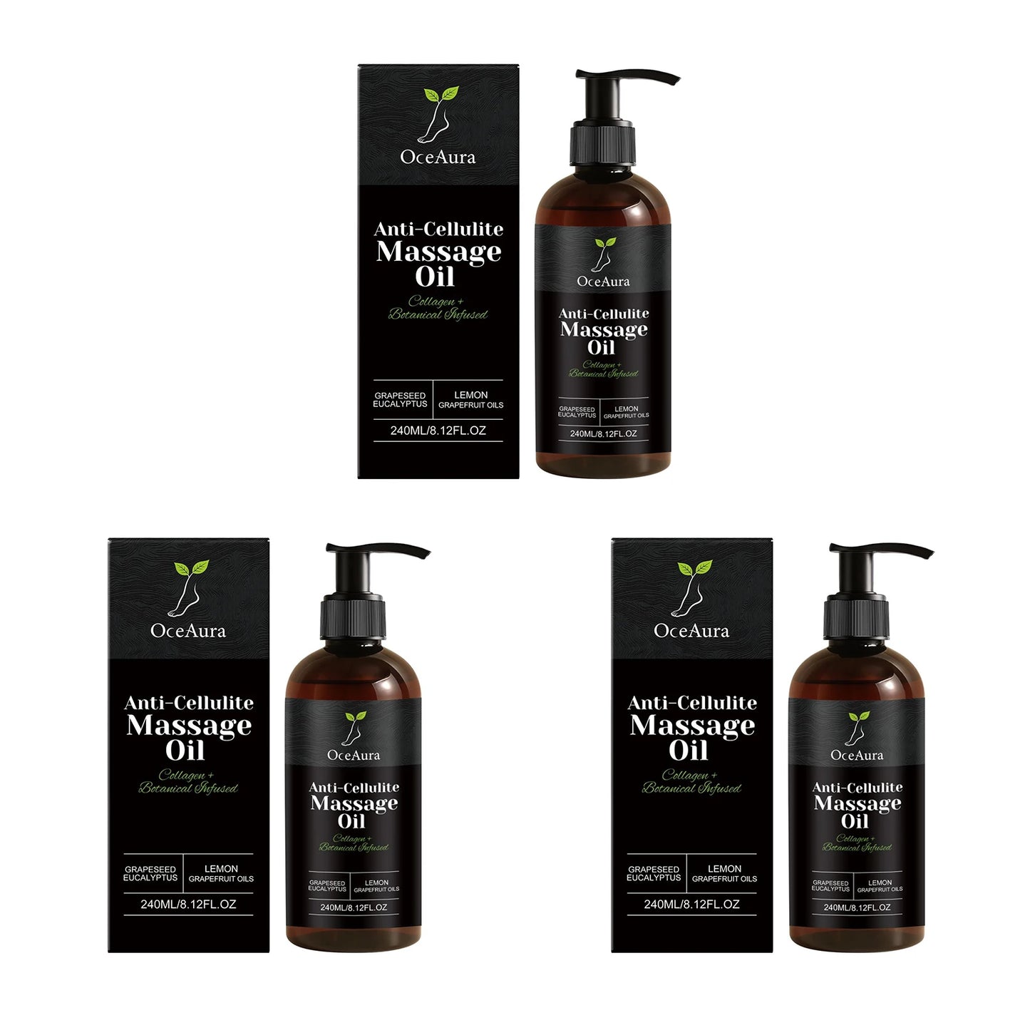 Collagen Anti-Cellulite Massage Oil Abdomen Thigh Firming Nourishing Dry Skin Glowing Soothing Revitalizing Tightening Body Oil Peaceful Pleasures Health and Wellness 720ml boxed