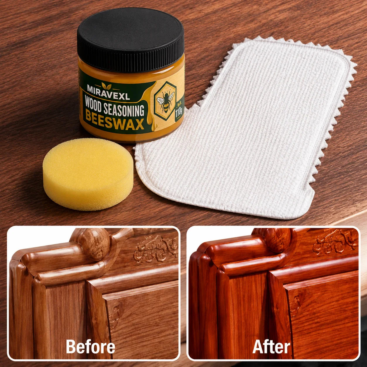 MIRAVEXL Wood Beeswax Furniture Polish Kit – Natural Wood Care