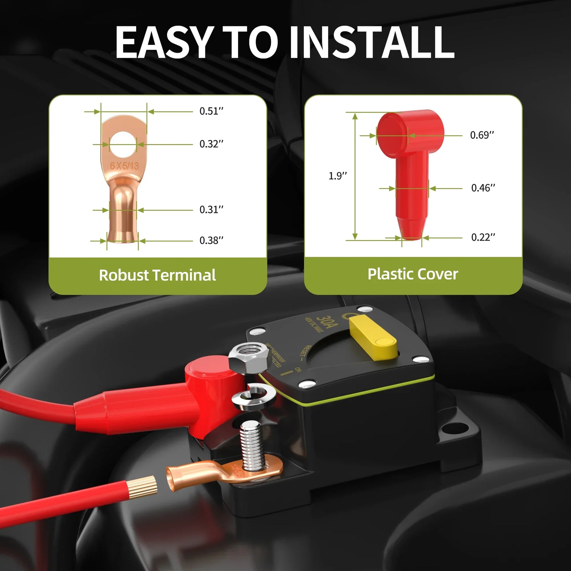 Marine Circuit Breaker 12V-48V DC Manual Reset 30A-100A Peaceful Pleasures Health and Wellness