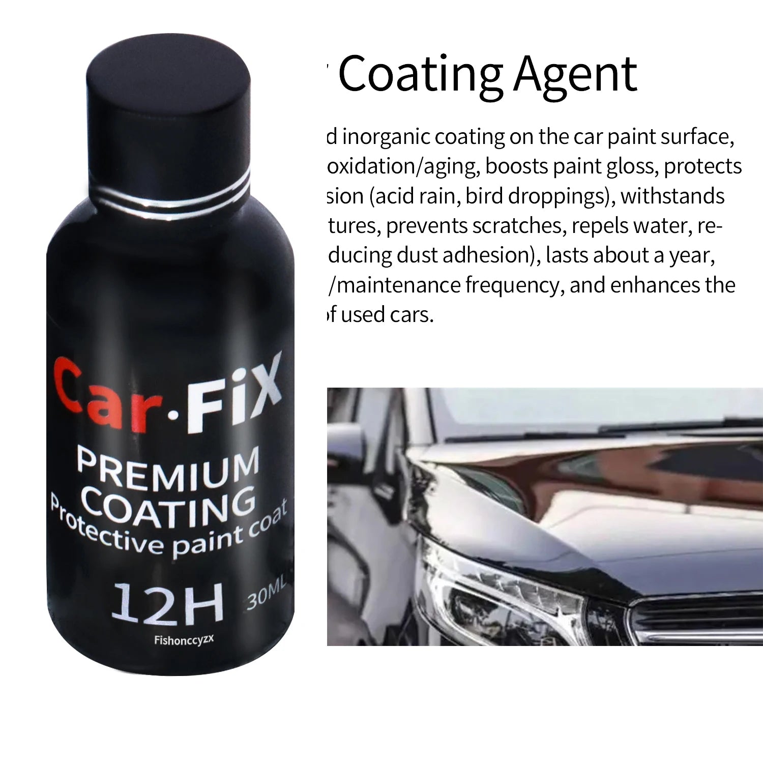 3PCS 12H Car Liquid Ceramic Coat Super Hydrophobic Glass Coating Set Polysiloxane and Nano Materials Ceramics for Cars Peaceful Pleasures Health and Wellness