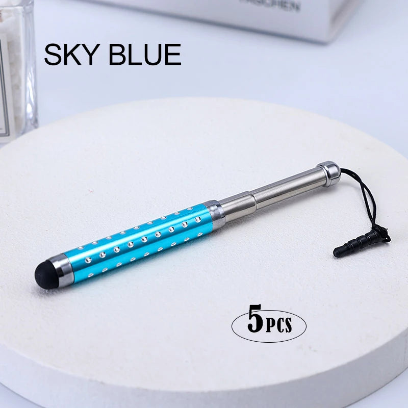Professional stylus Universal Mobile Phone Touch Screen Accessory Metal Electrostatic Capacitive Pencil Tablet iphone Android Peaceful Pleasures Health and Wellness Light blue(5pcs)