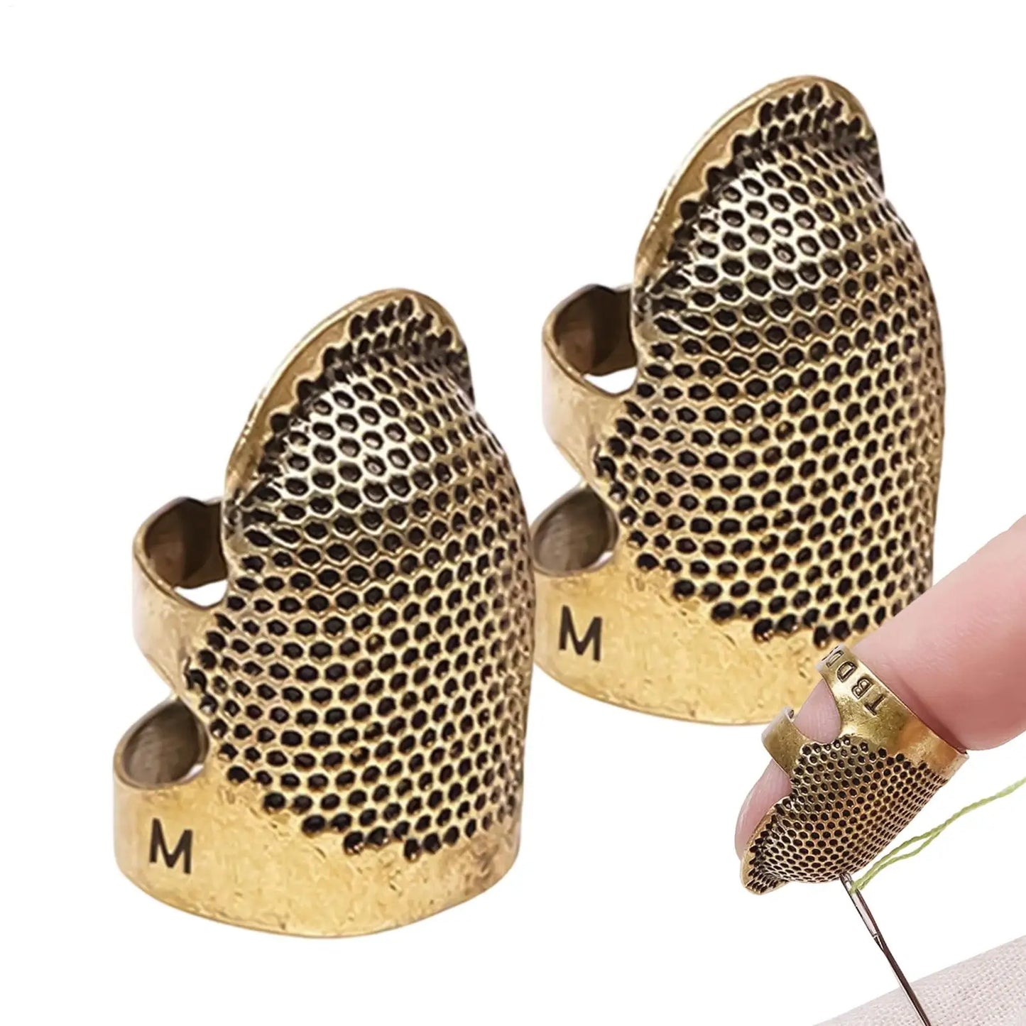 2-Pack Adjustable Metal Sewing Thimbles – Embroidery & Quilting