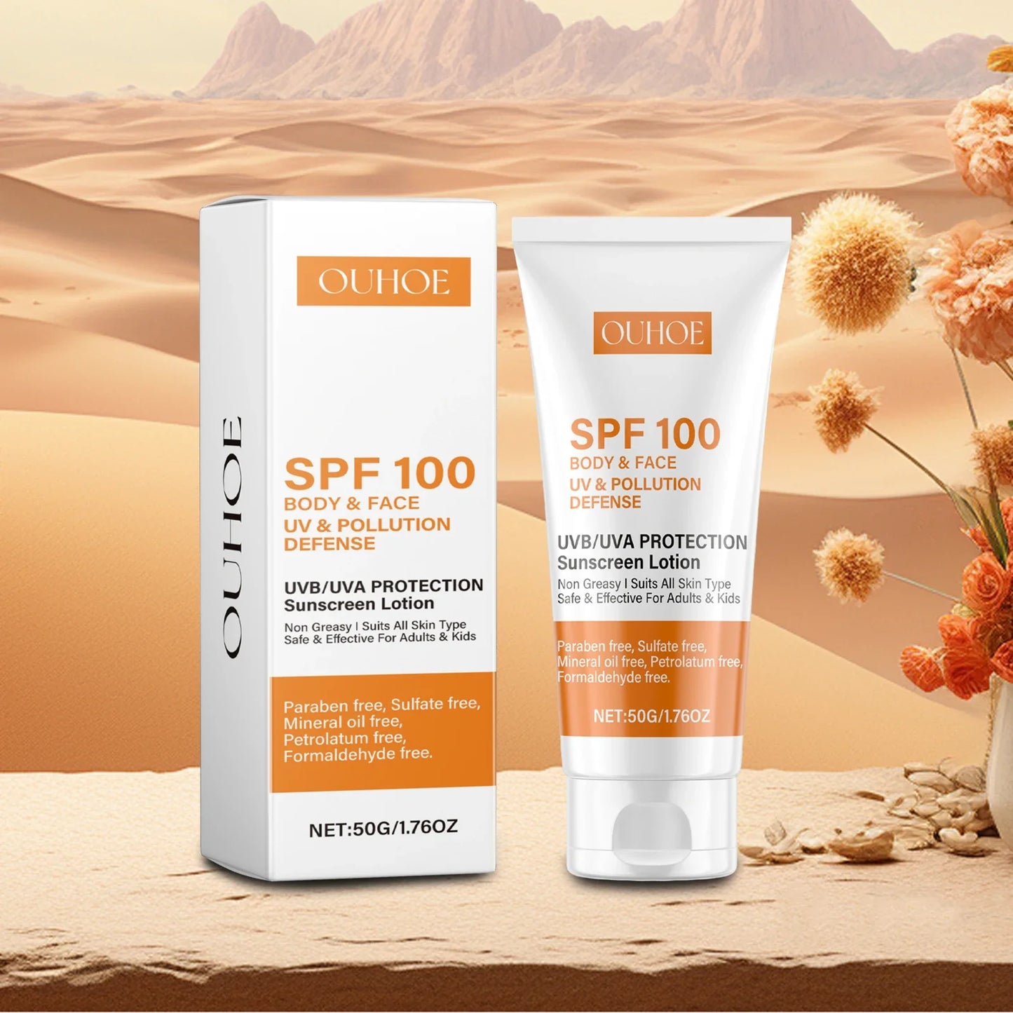 SPF 100+ Face & Body Sunscreen – Non-Greasy UVA UVB 50g