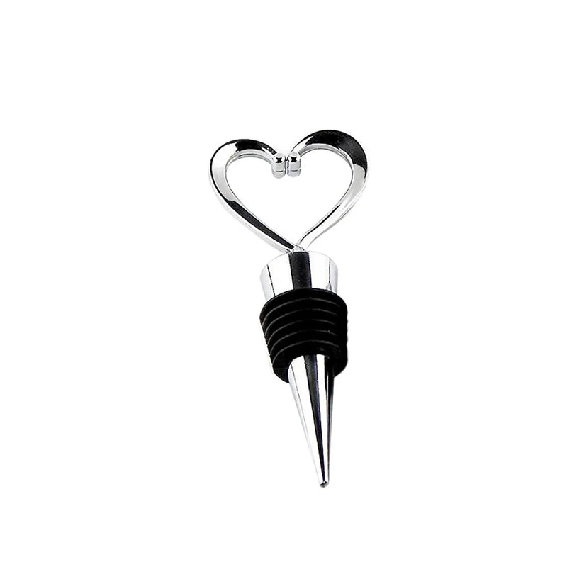 Heart Shape Wine Bottle Stoppers – Set of 4 | Silver & Champagne