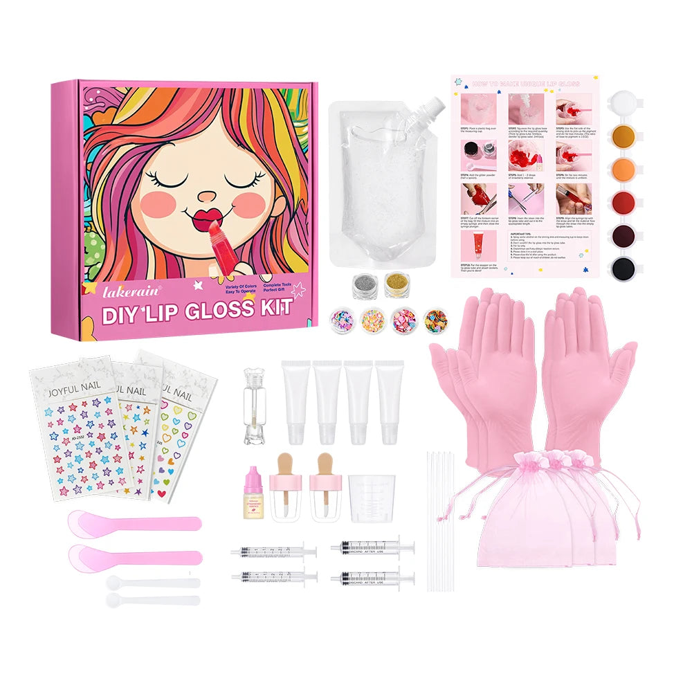 New Lip Gloss Making Kit Moisturizing Lip Gloss Base Diy Raw Material Tool Kit Shiny Glitter Lip Tints Glaze Handmade Cosmetic Peaceful Pleasures Health and Wellness child
