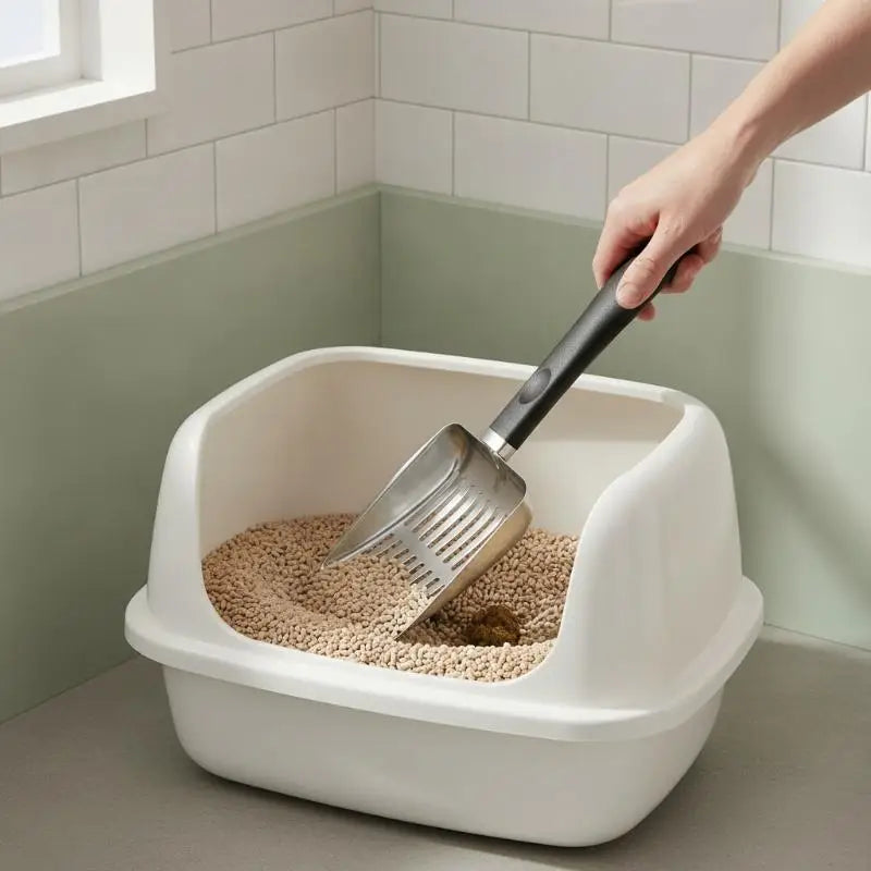 Metal Cat Litter Scoop – Long Handle Deep Sifting Shovel