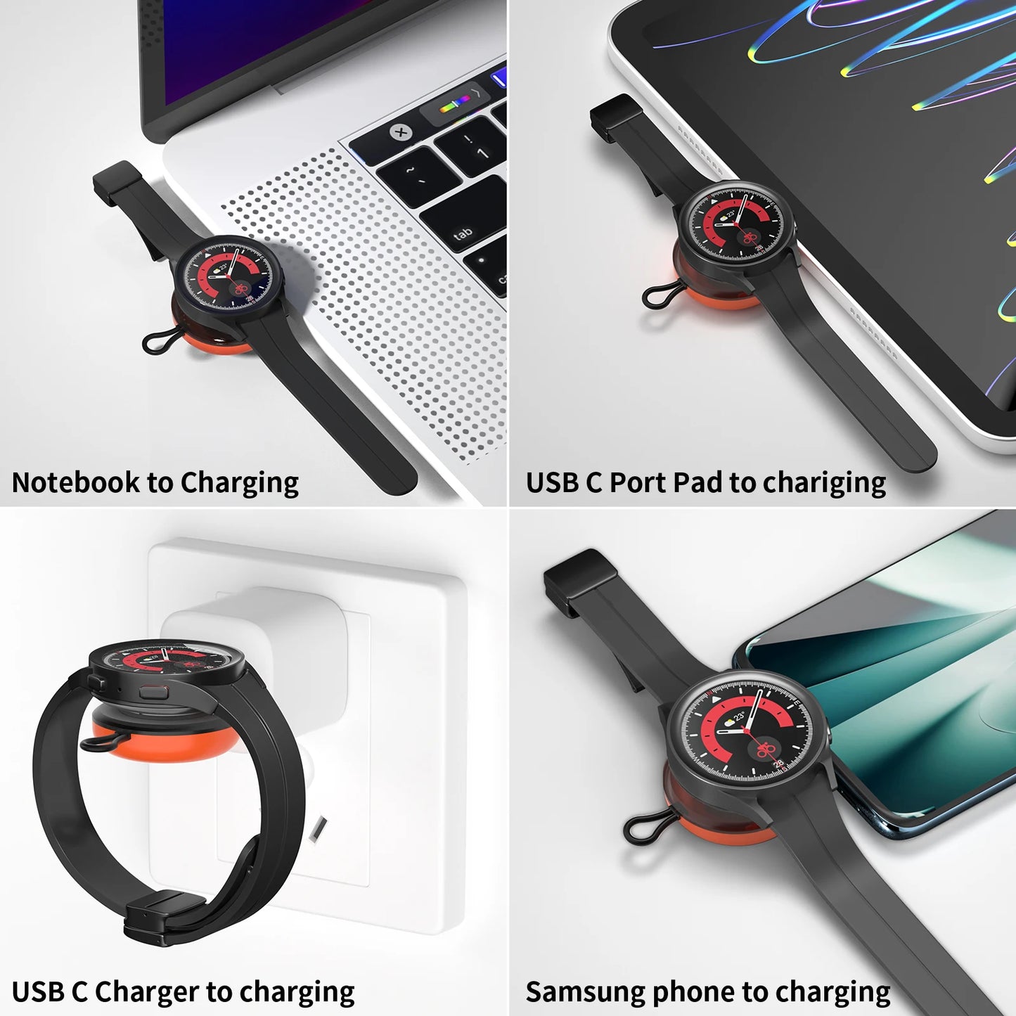USB C Portable Charger for Samsung Watch 6 5 Pro 3 4 Classic, Wireless Magnetic Fast Charging Station Compatible Galaxy Watch Peaceful Pleasures Health and Wellness