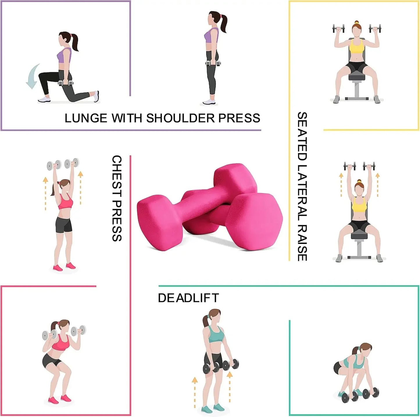 Hexagonal Neoprene Dumbbells for Home Gym Workouts, Strength Training, Yoga and Pilates - 15lb Each Peaceful Pleasures Health and Wellness