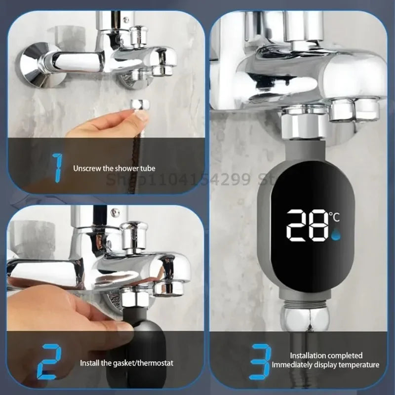 Digital LED Shower Thermometer | Tri-Color Water Temp Display