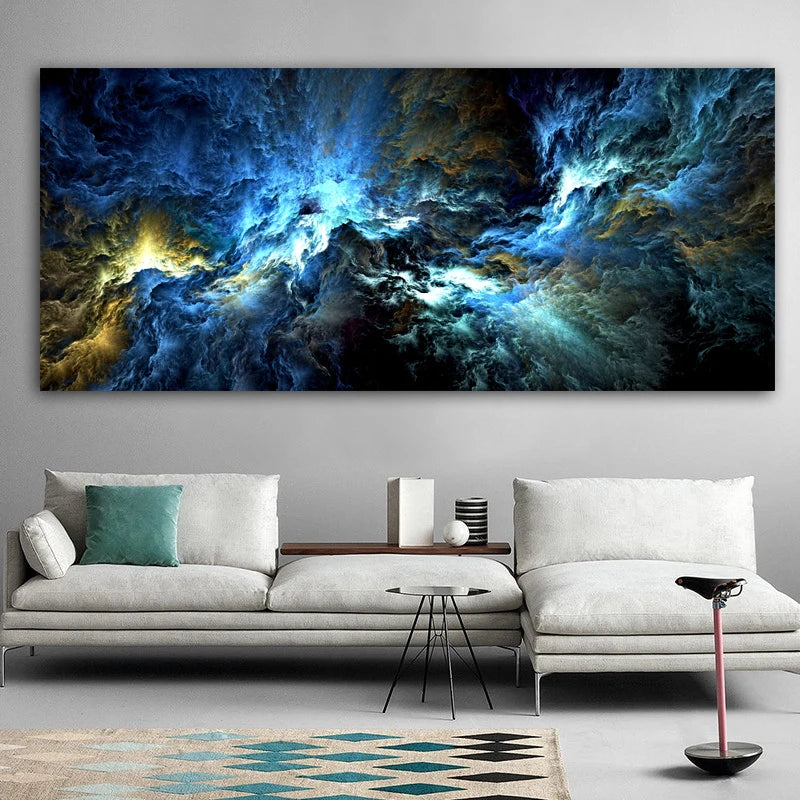 Grey Yellow Cloud Abstract Art Oil Painting Posters And Prints on Canvas Modern Art Independe Wall Picture For Living Room Decor Peaceful Pleasures Health and Wellness QP10215-A 40x80cm No Frame