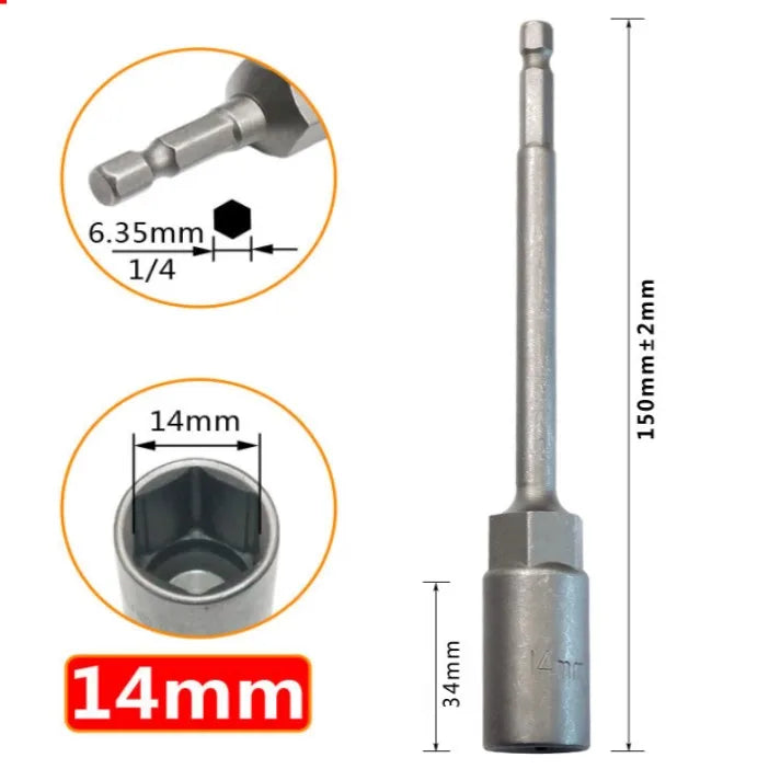 Long Hexagon Nut Driver Drill Bit Socket Wrench Extension Sleeve