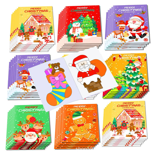 Two Sets Christmas Diy Colorful Cartoon Drawing Books Picture Book Peaceful Pleasures Health and Wellness