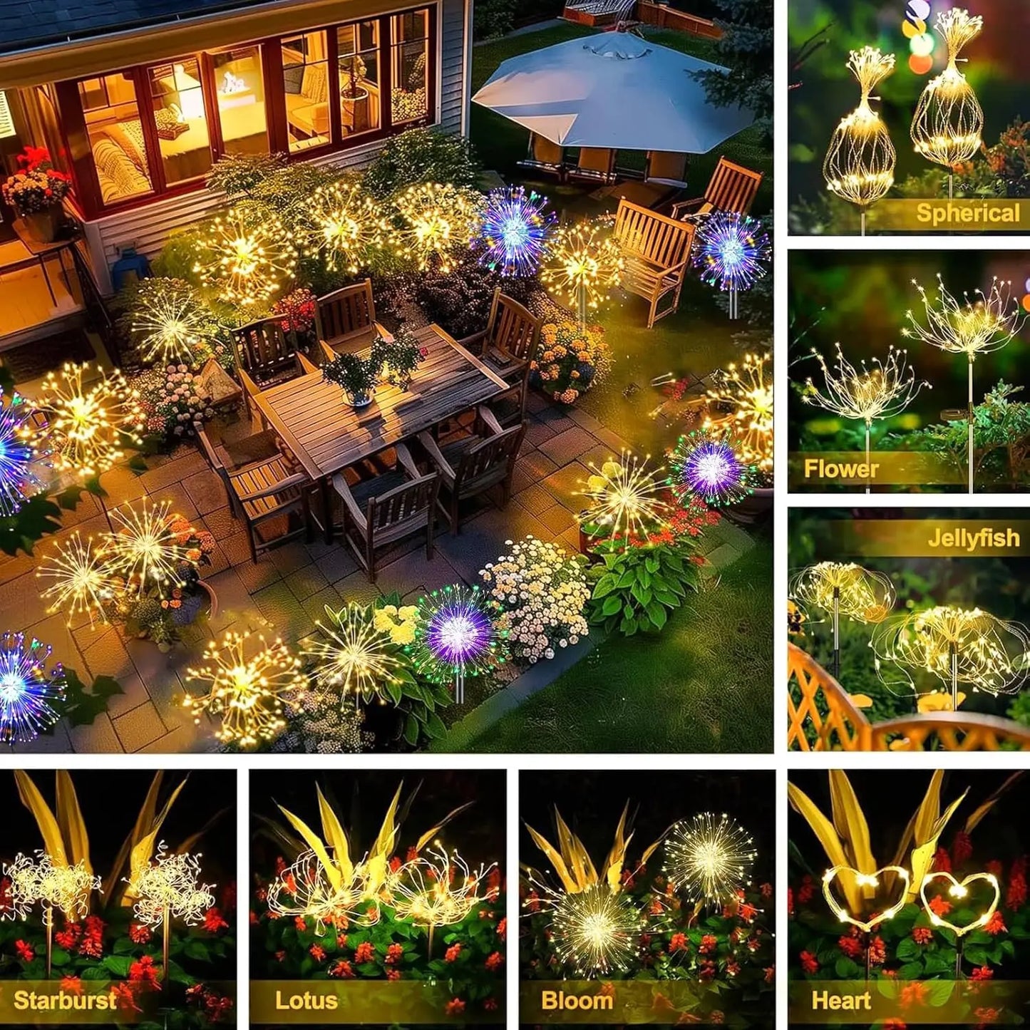 Solar LED Dandelion Firework Garden Stake Light | Lawn Decor