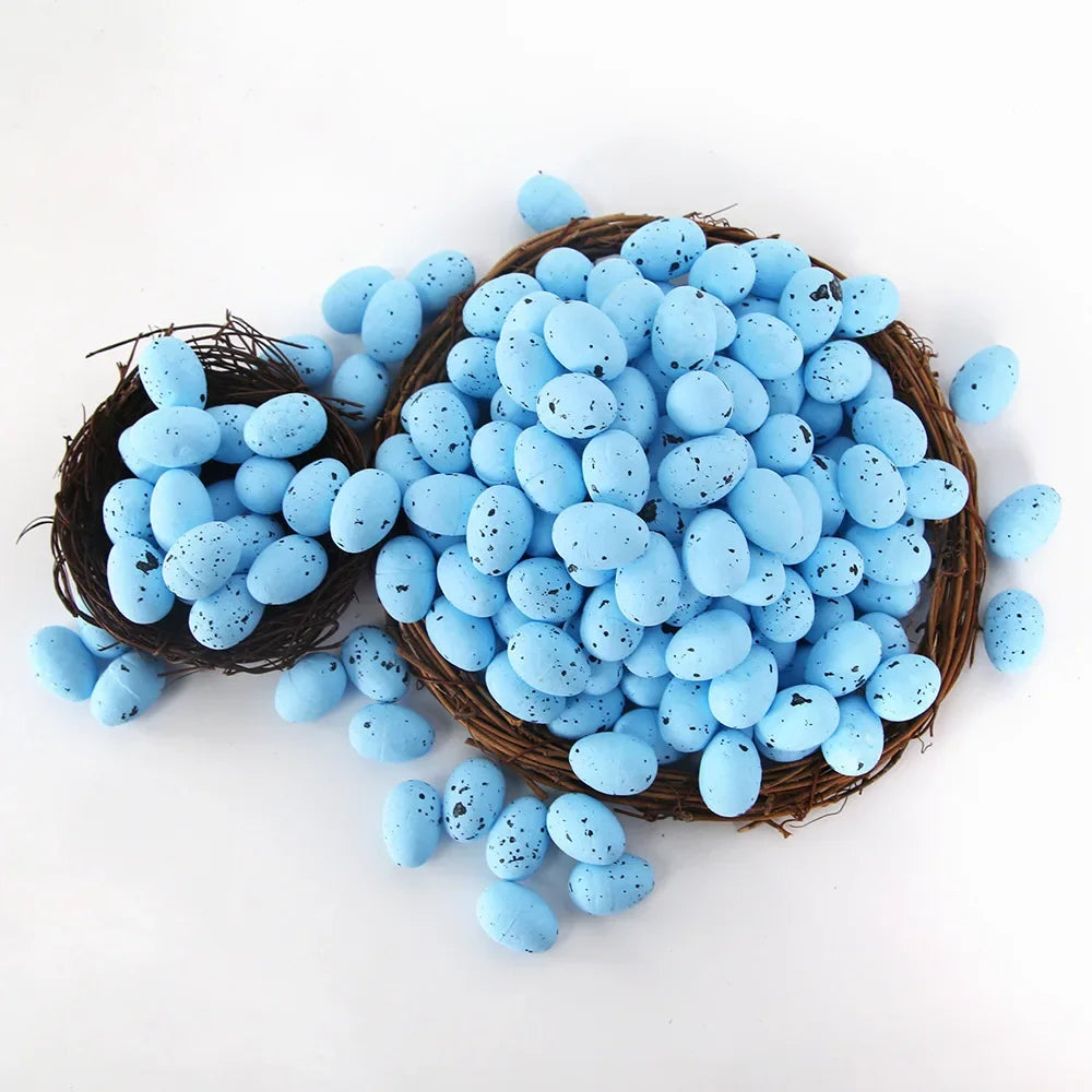 100Pcs Easter Eggs, You Can Make Your Own Mottled Foam Eggs and Egg Wreaths To Decorate The Easter Party 2025 Home Accessories Peaceful Pleasures Health and Wellness 1.8cm blue