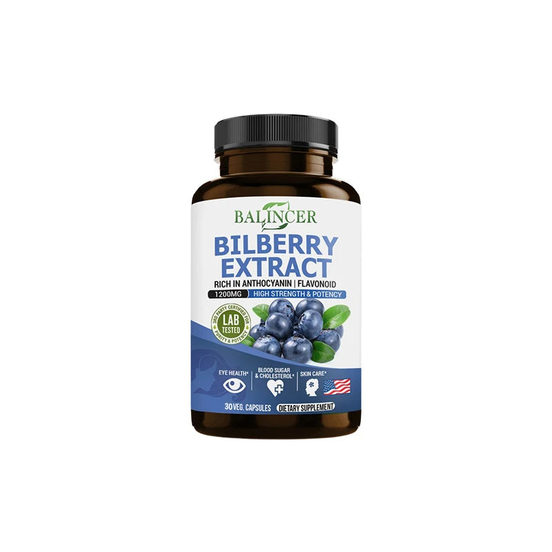 Bilberry Extract Supplement, Helps Maintain Eye and Vision Health, Anti-aging, Promotes Brain Health, Protects Vision Health Peaceful Pleasures Health and Wellness 30 count-1 bottle