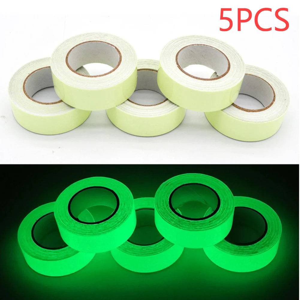 Luminous Fluorescent Night Self-adhesive Glow In The Dark Sticker Tape Safety Security Home Decoration Warning Adhesive Tape Peaceful Pleasures Health and Wellness Green 5PCS