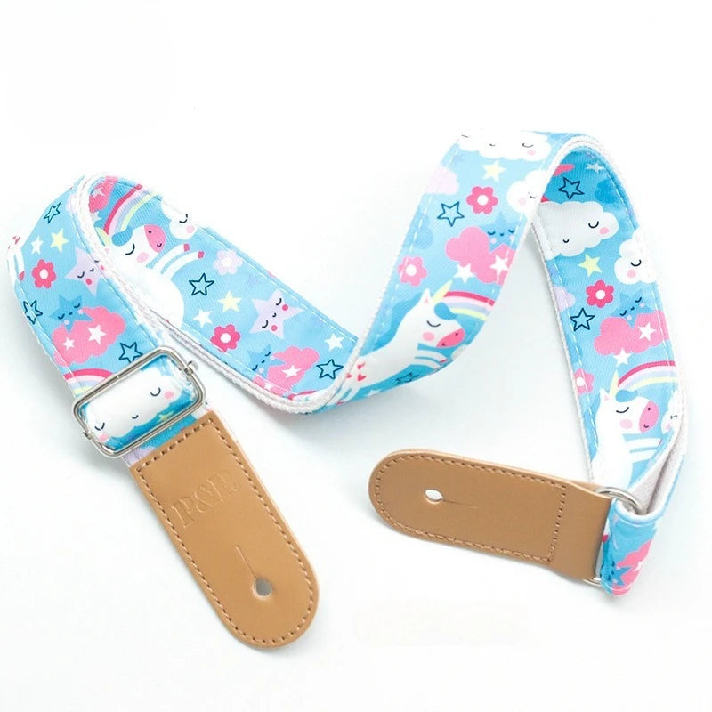 Cute Cartoon Printed Ukulele Strap Adjustable Guitar Belt Shoulder Straps for Ukulele Electric Acoustic Guitar Bass Accessories Peaceful Pleasures Health and Wellness
