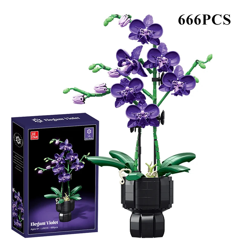 FINGERROCK Orchid Building Blocks DIY Floral Brick Set | Gift