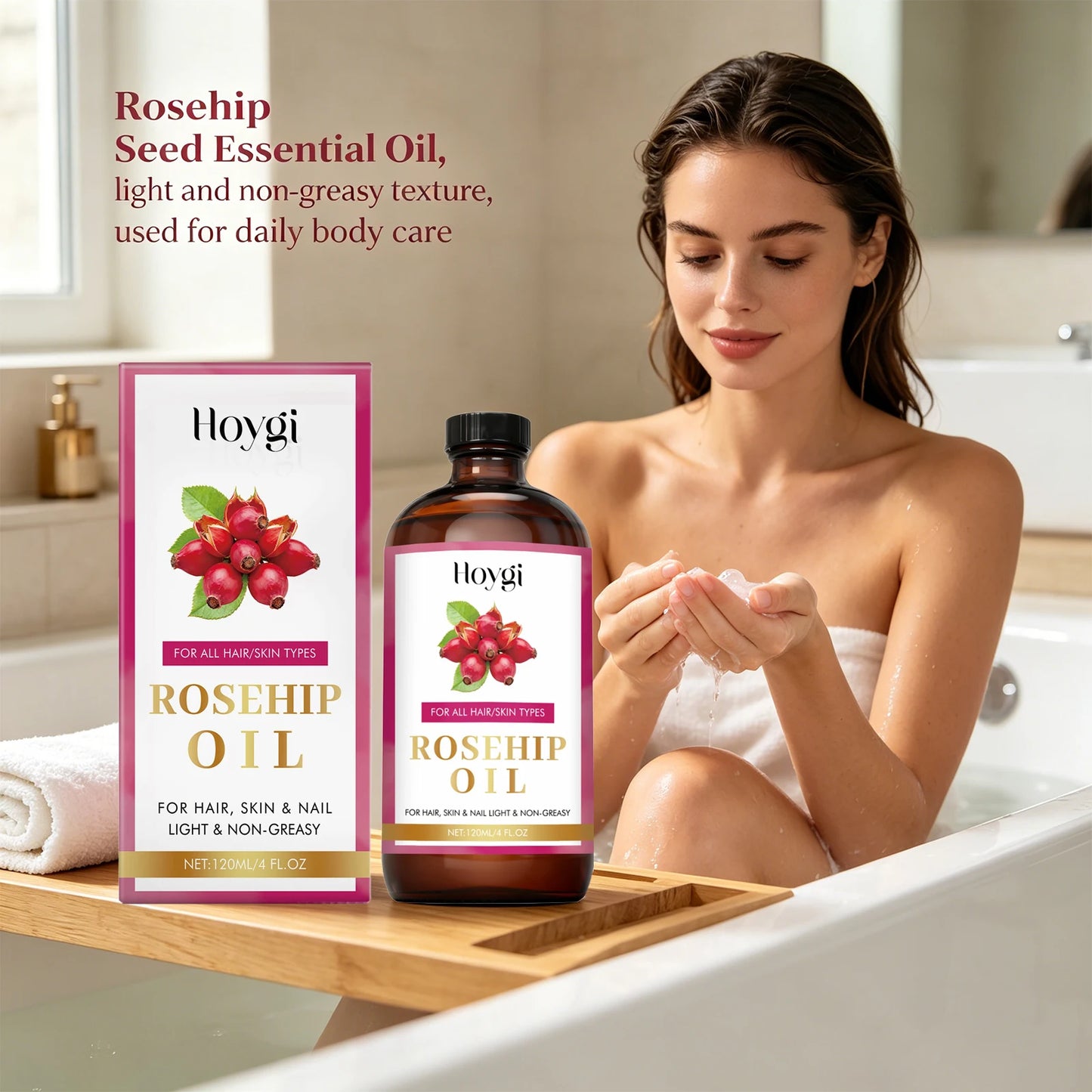 Rosehip Seed Soothing Essential Oil for Hair, Skin & Nail Rejuvenate Skin Hydrating & Repairing Hair Moisturizing Massage Oil Peaceful Pleasures Health and Wellness